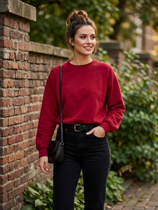 GAP Sweaters - GAP Cherry Red Cotton Crewneck Sweatshirt XS Raglan Sleeve Cozy Streetwear